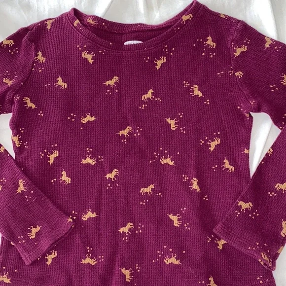 Old Navy Purple Gold Unicorn Thermal Top - Picture 2 of 5